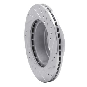 Land Rover Defender 90 Brake Rotor (1) - Front Left - R1 Concepts - Drilled & Slotted - Silver - `90-`16
